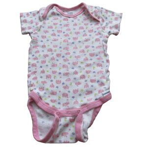 Gerber One Piece‎ Onesie Toddler Girls 18M Pink Floral Elephant Short Sleeve